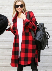 Long Sleeve Plaid Loose Button down Shirt