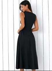 Elegant Round Neck Sleeveless Solid Color Pullover Maxi Dress