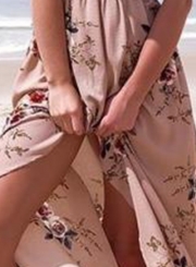 Boho Floral Off Shoulder Split Maxi Dress