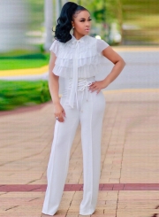 High Waist Lace-up front Wide-Leg Pants