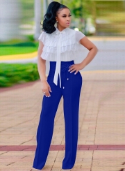 High Waist Lace-up front Wide-Leg Pants