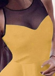 Sleeveless Mesh Panel A-line Mini Dress