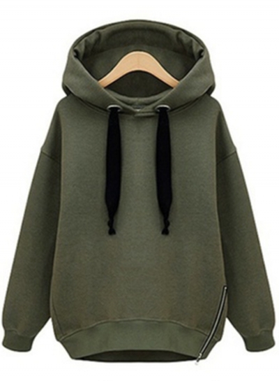 Long Sleeve Side Zip Pullover Hoodie YOUYOUFASHIONEC.com