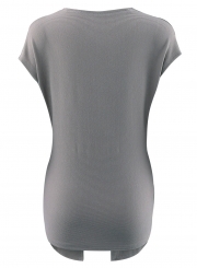 Fashion V Neck Short Sleeve Solid Color Slim Fit Tee Shirt