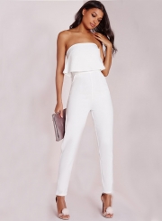Strapless Ruffle Solid Party Jumpsuit