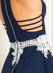 Women's Jumpsuit Sleeveless Backless Lace Panel Romper