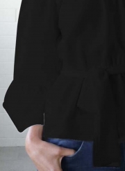 Off Shoulder Flare Sleeve Chiffon Blouse with Belt