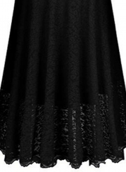 Elegant V Neck 3/4 Sleeve Lace Panel Maxi Prom Dress