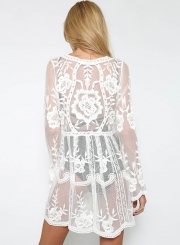 Long Sleeve Sheer Lace Dress