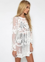 Long Sleeve Sheer Lace Dress