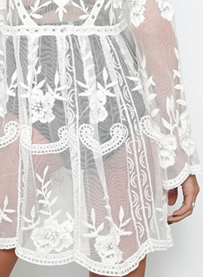 Long Sleeve Sheer Lace Dress stylesimo.com