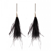 Elegant Feather Decoration Solid Color Party Earrings