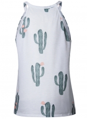 Sleeveless Cactus Printed Pullover Tank