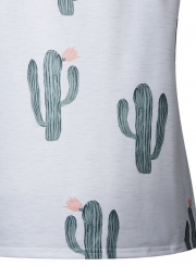 Sleeveless Cactus Printed Pullover Tank