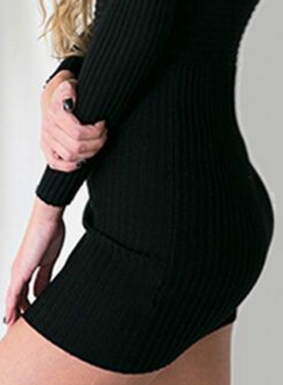 V Neck Long Sleeve Bodycon Mini Dress stylesimo.com