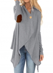 Fashion V Neck Long Sleeve Solid Color Irregular Cardigan