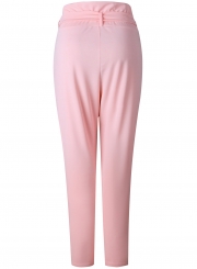 Casual Solid Color Pencil Pants with Belt