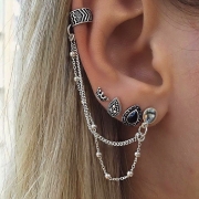 Fashion Vintage Asymmetric Chain Design Sets Earrings