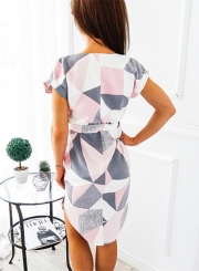 Fashion V Neck Short Sleeve Irregular Design Dress