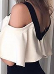 Fashion Color Block Flounce Hem Jumpsuit