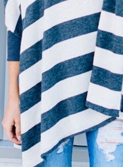 Fashion Loose Fit Stripe Pullover Batwing Sleeve Tee stylesimo.com
