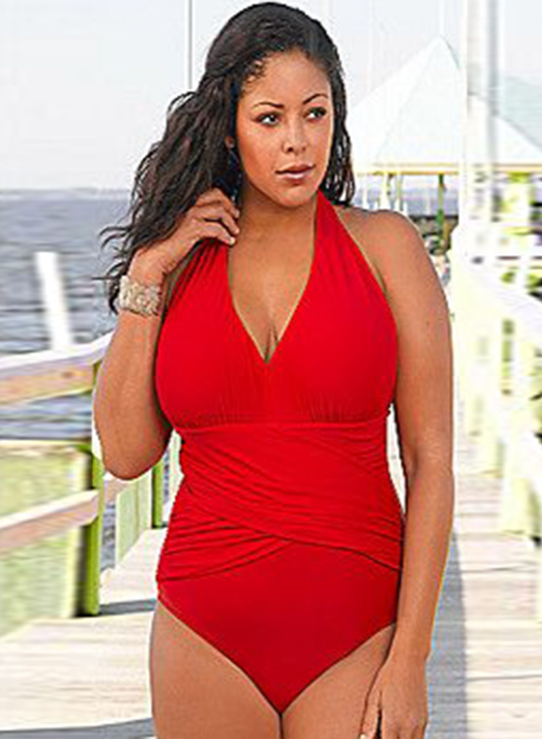 ruched front swimsuit