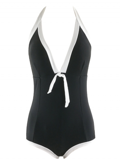 black and white color block swimsuit