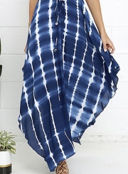 Fashion V Neck Backless Stripe Boho Maxi Dress