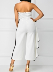 Fashion Strapless Ruffle Wide Leg Jumpsuit