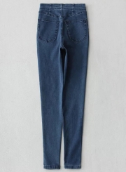 Fashion High Waist Button Jeans Denim Pants