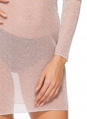 Fashion Long Sleeve Semi-Sheer Club Dress