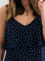 V Neck Sleeveless Backless Polka Dots Chiffon Dress