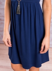 Short Sleeve Pleated Swing Dress