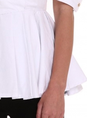Fashion Off Shoulder Short Sleeve Pleated Blouse