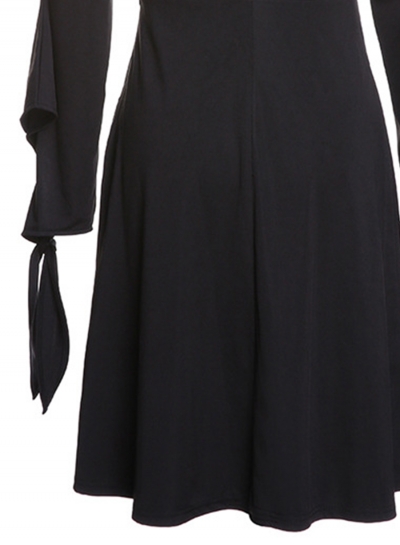 black long sleeve knee length dress