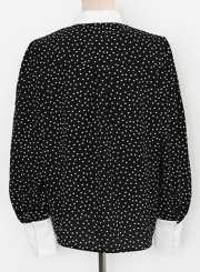 Casual Long Sleeve Polka Dots Button down Shirt