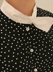 Casual Long Sleeve Polka Dots Button down Shirt