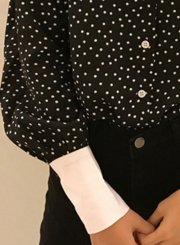 Casual Long Sleeve Polka Dots Button down Shirt