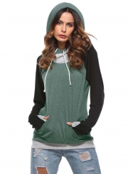 Fashion Long Sleeve Color Block Pullover Hoodie