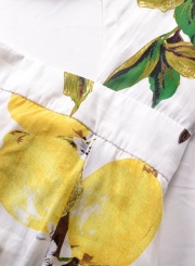 Fashion V Neck Sleeveless Backless Lemon Printed Romper