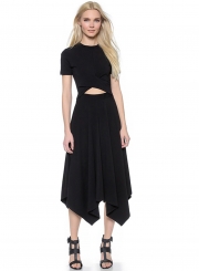 Short Sleeve Irregular Midi Dress