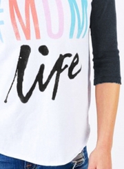 Fashion 3/4 Sleeve Letter Printed Tee