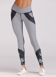 Fashion Color Block Elastic Yoga Leggings