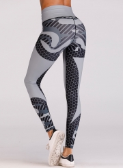 Fashion Color Block Elastic Yoga Leggings