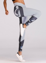 Fashion Color Block Elastic Yoga Leggings