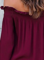 Fashion Off Shoulder Long Sleeve Chiffon Blouse