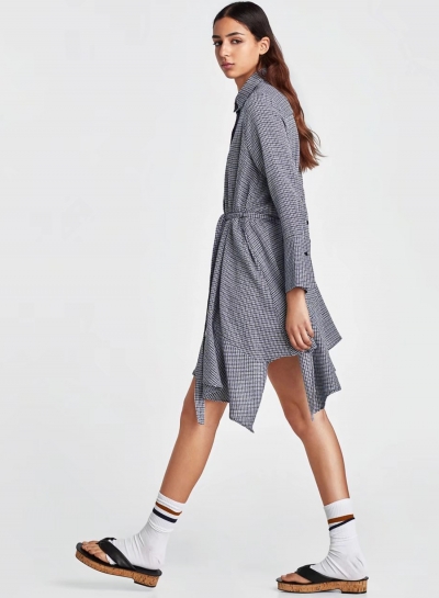 Fsahion Turn-Down Collar Long Sleeve Irregular Dress LZDINTECOMMERCE.com