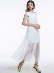 Fashion Off Shoulder Sleeveless Ankle Length Dress