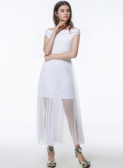 Fashion Off Shoulder Sleeveless Ankle Length Dress