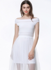 Fashion Off Shoulder Sleeveless Ankle Length Dress